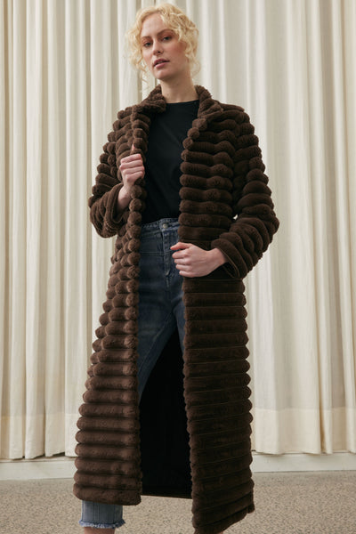 Lexie Faux Fur Coat - Chocolate Brown