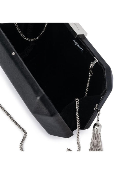 Lia Facetted Pod with Tassel - Black Silver