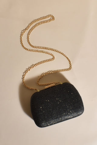 Lillie Curved Edge Weave Structured Clutch - Black