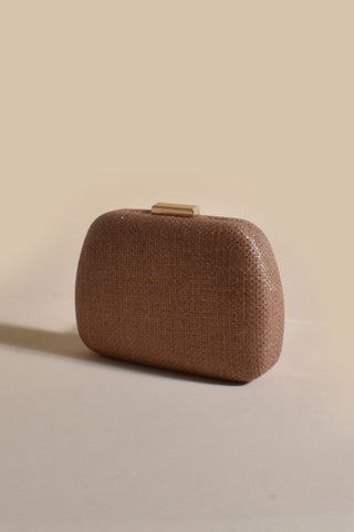 Lillie Curved Edge Weave Structured Clutch - Mocha