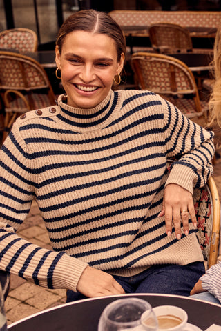 Lin Stripe Knit - Salute Navy