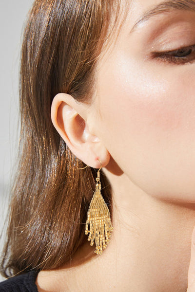 Liv Beaded Tassel Earring - Gold