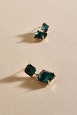 Lottie Drop Jewel Earrings - Green