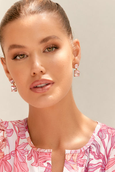 Lottie Drop Jewel Earrings - Pink