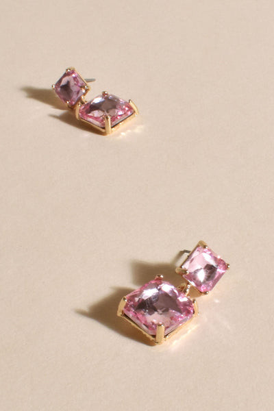 Lottie Drop Jewel Earrings - Pink