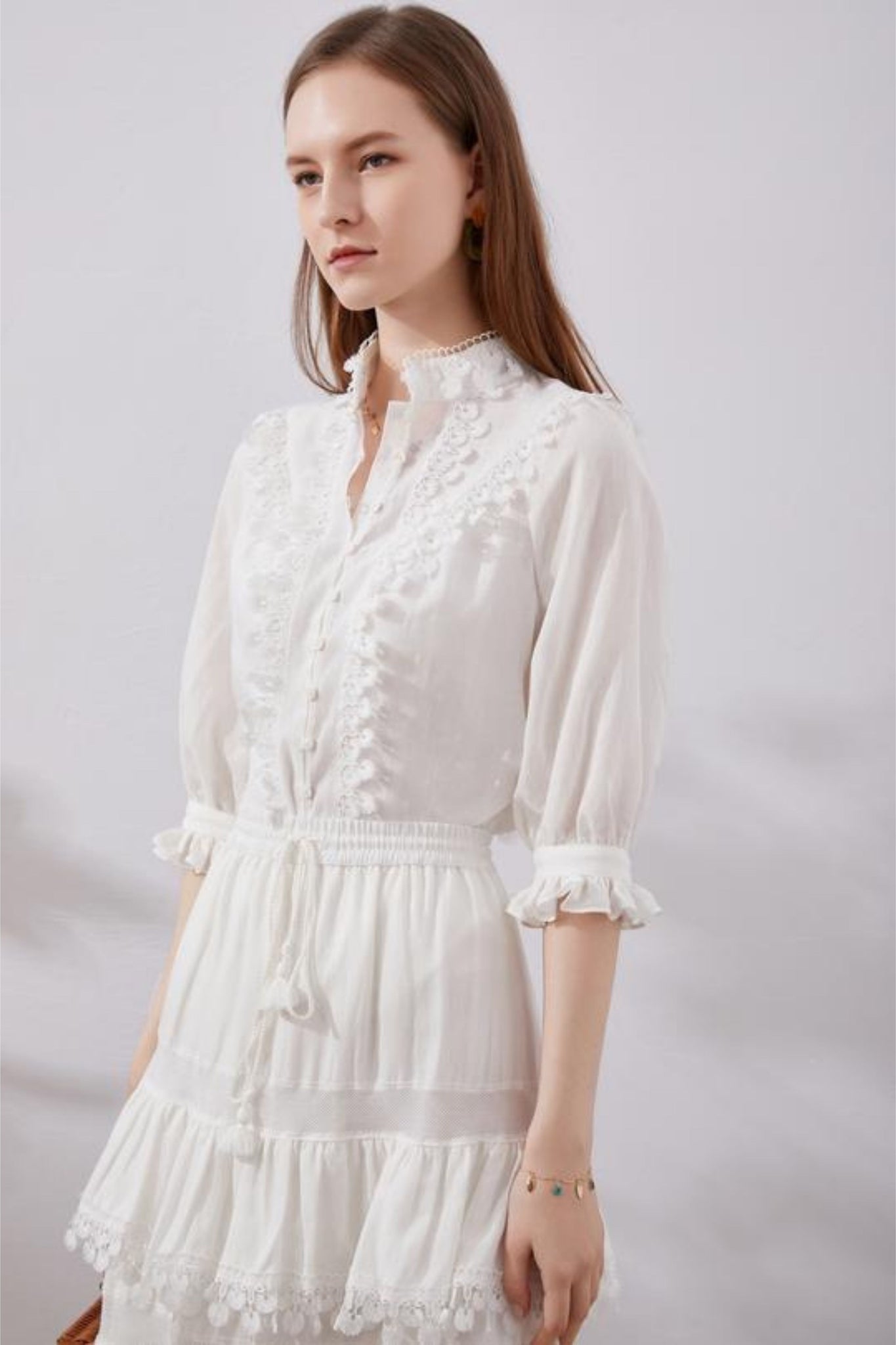 Louetta Embroidered Blouse - White