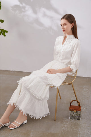 Louetta Embroidered Skirt - White