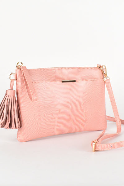 Lylah Textured Crossbody Bag - Pink