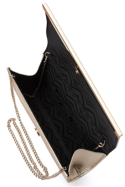 Maddie Metallic Embossed Foldover Clutch - Gold
