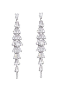 Madelyn Baguette Crystal Drop Earring - Silver 925