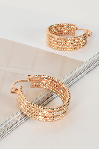 Metal Weave Hinge Back Earrings - Gold