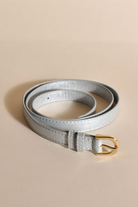 Metallic D Buckle Jean Belt - Silver