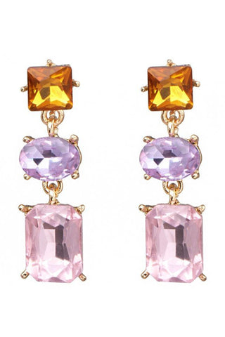 Milani Crystal Drop Earring - Pink, Lilac, and Citrine