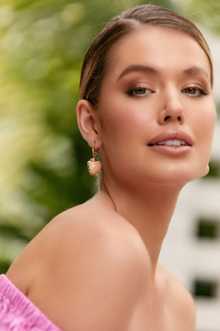 Spiral Shell Hoop Earrings - Camel Gold