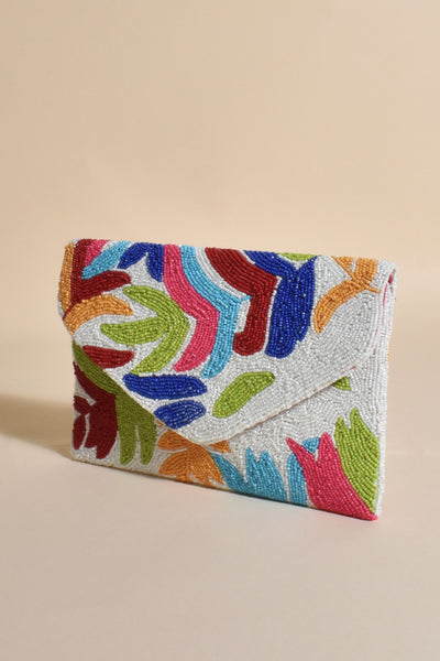 Miss Botanica Bead Clutch - Multi White