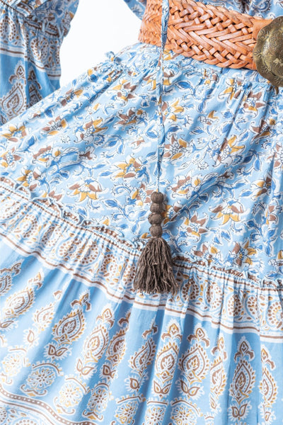 Arien Smock Mini Dress - Blue Paisley