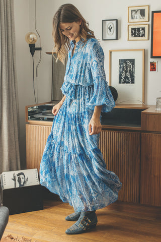 Delicate Maxi Shirt Dress - Blue