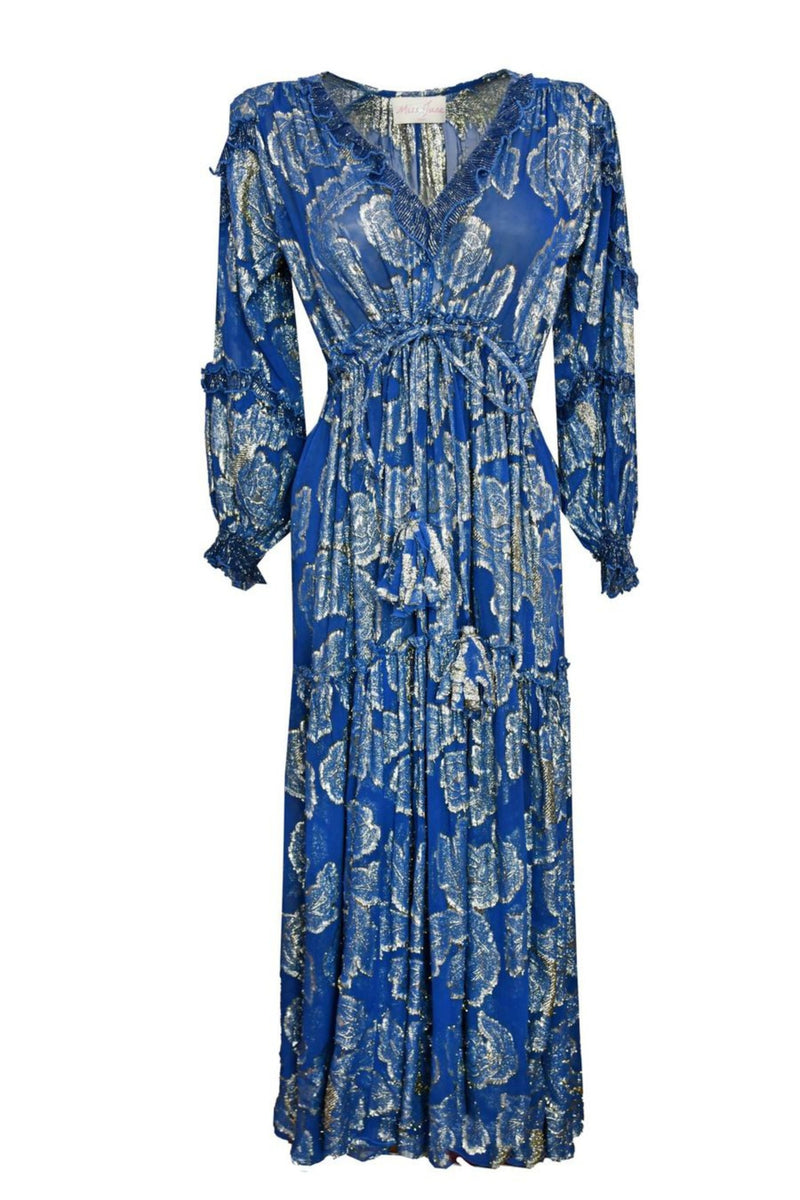 MISS JUNE PARIS Gabrielle Maxi Dress - Blue Lurex – Smoke & Mirrors ...