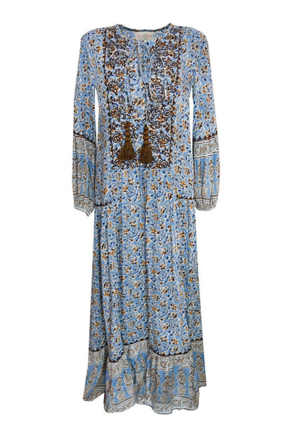 Harlow Smock Maxi Dress - Blue Paisley