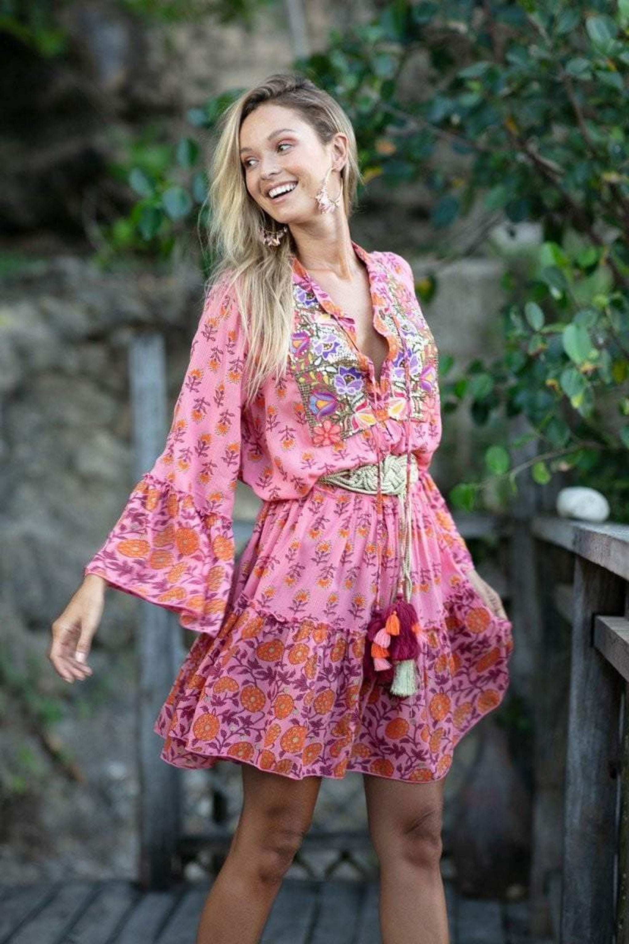 MISS JUNE PARIS Lonely Smock Mini Dress- Pink – Smoke & Mirrors