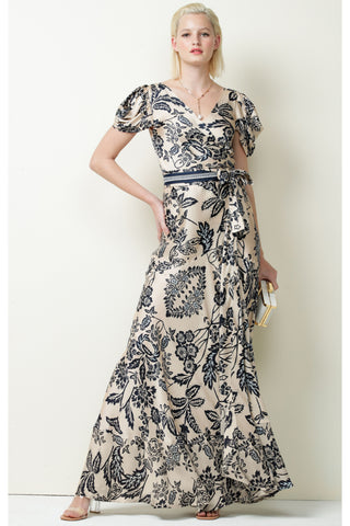 Mist on the River Maxi Wrap Dress - Porcelain Floral