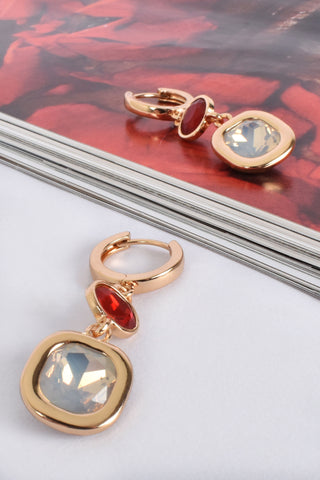 Mixed Drop Mini Hoops - Red Opal