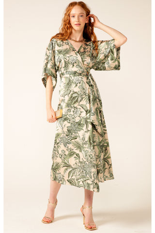Monarch Wrap Dress - Olive Cream Floral