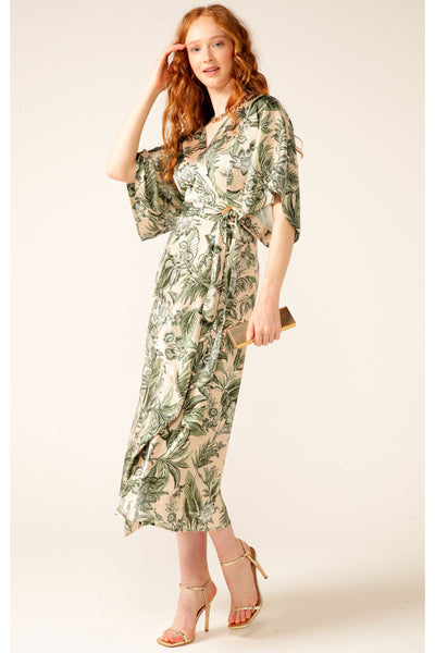 Monarch Wrap Dress - Olive Cream Floral
