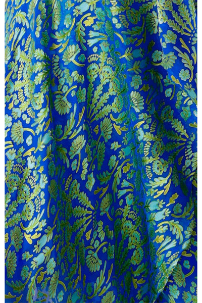 Moonlit Mystery Midi Wrap Dress - Sapphire Chartreuse