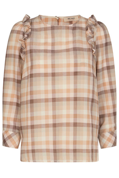 Gurit Check Blouse - Toasted Coconut