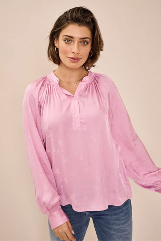 Qwin Jacquard Blouse - Bubble Pink