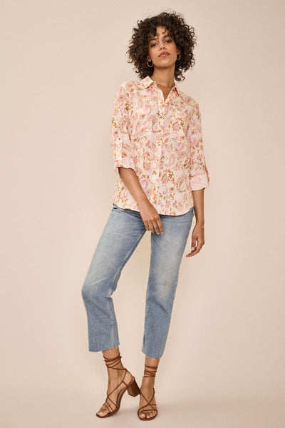Kaia Chintz Linen Shirt - Peach Parfait