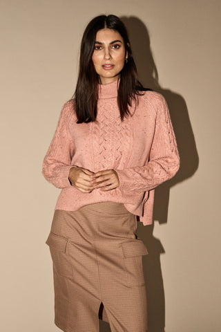 Marylin Cable Knit - Peach Beige