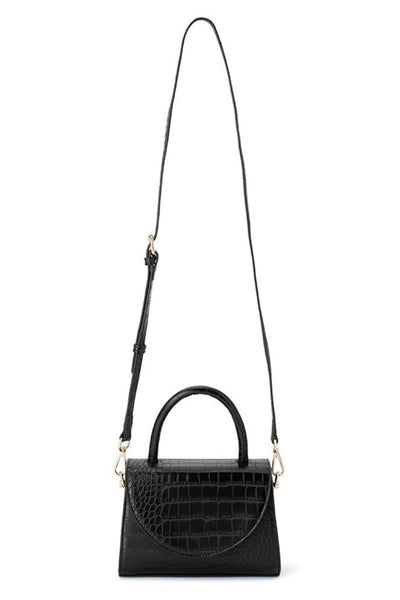 Nadia Top Handle Bag - Black Croc