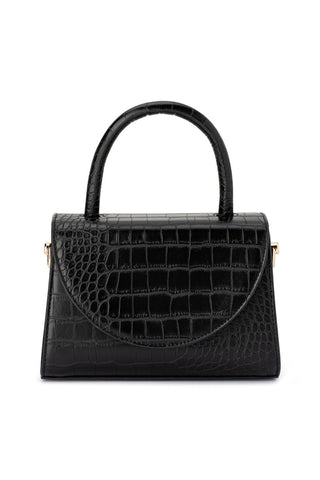 Nadia Top Handle Bag - Black Croc