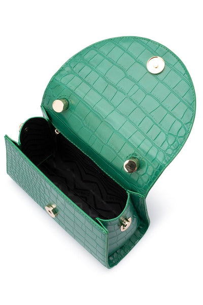 Nadia Top Handle Bag - Green Croc