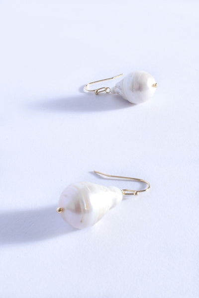 Natural Pearl Hook Earrings - Gold
