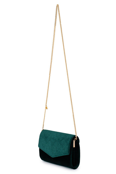 Nicoletta Velvet Envelope Clutch - Emerald