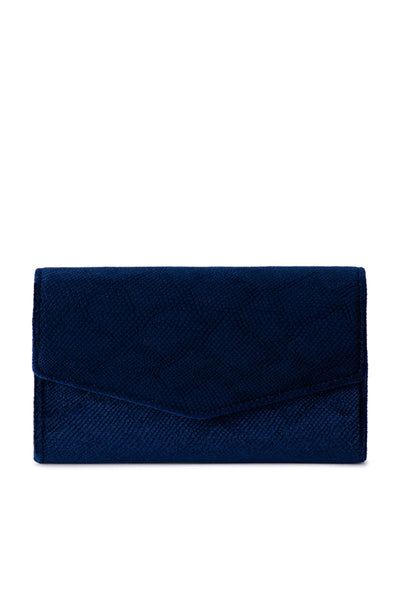 Nicoletta Velvet Envelope Clutch - Navy