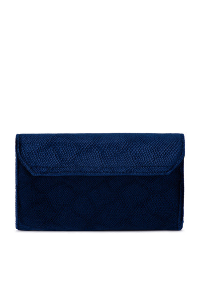 Nicoletta Velvet Envelope Clutch - Navy