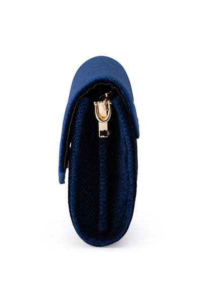 Nicoletta Velvet Envelope Clutch - Navy
