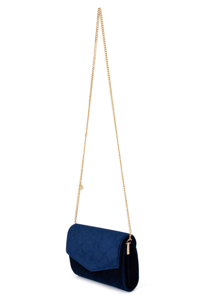 Nicoletta Velvet Envelope Clutch - Navy