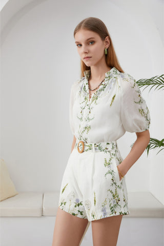 Nicolette Belted Shorts - Mint