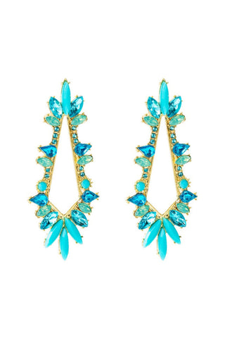 Nyla Geometric Crystal Drop Earring - Blue