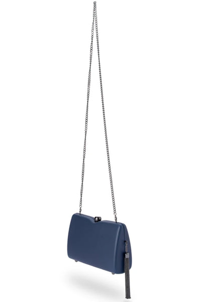 Buy Olga Berg Cassie Tassel Trimmed Shoulder Bag online. Navy Evening Bags and Clutches online Australia.