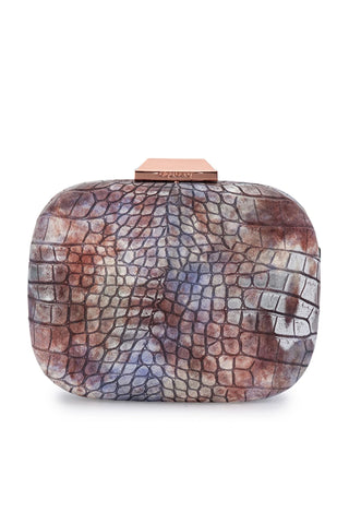 Rosa Metallic Snake Skin Clutch - Lilac