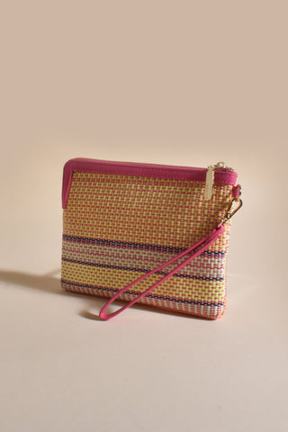 Olive Weave Pouch - Pink