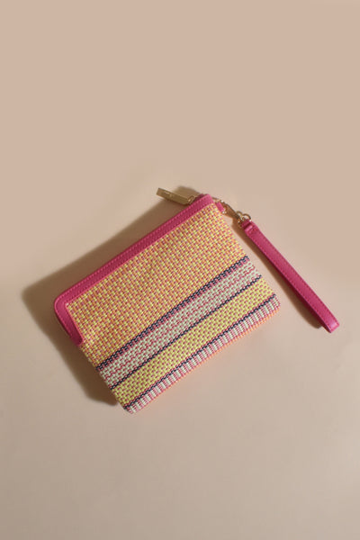 Olive Weave Pouch - Pink