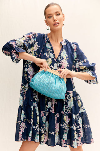 Oliver Timber Framed Clutch - Teal