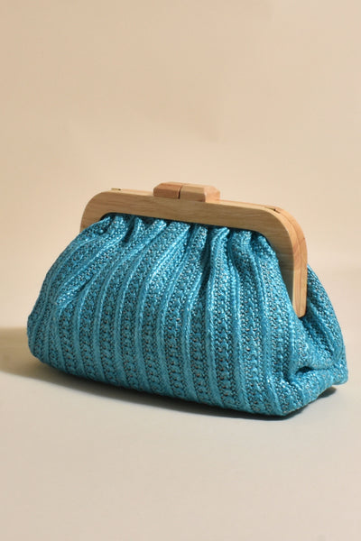 Oliver Timber Framed Clutch - Teal